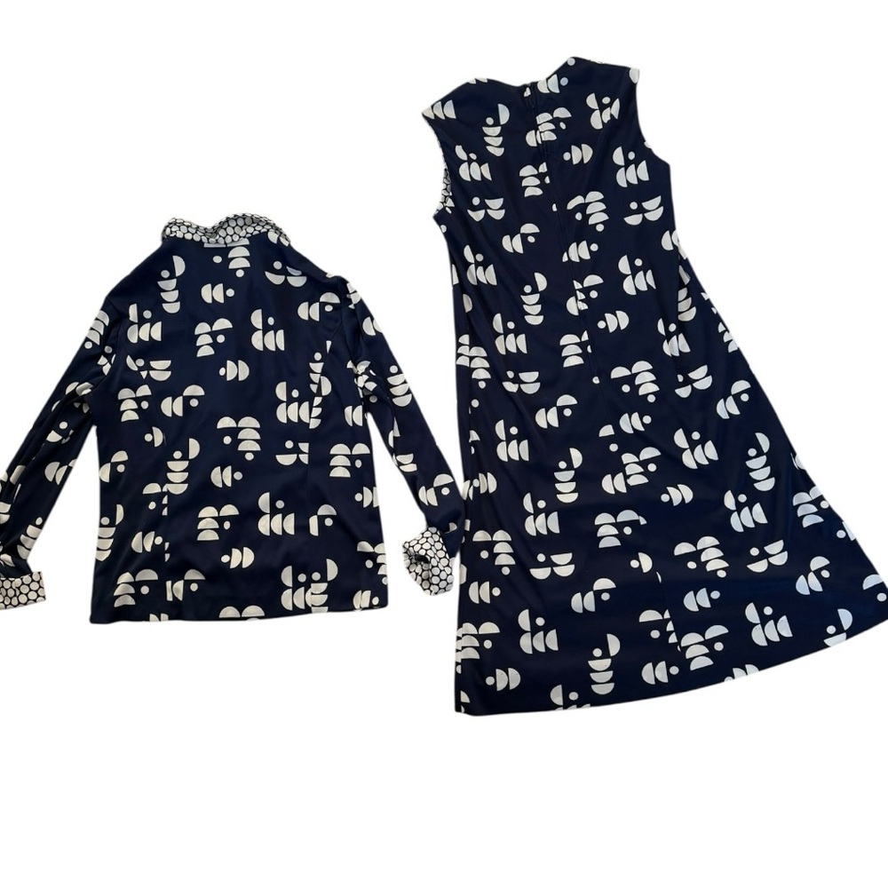 Vintage Montclair Fashions Navy and White Polka Dot Dress & Jacket